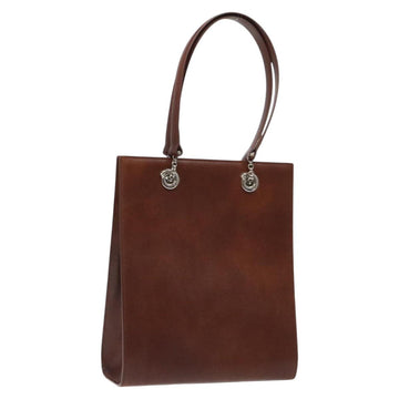 CARTIER PANTHERE Tote Bag Patent leather Brown Silver Auth ep9144