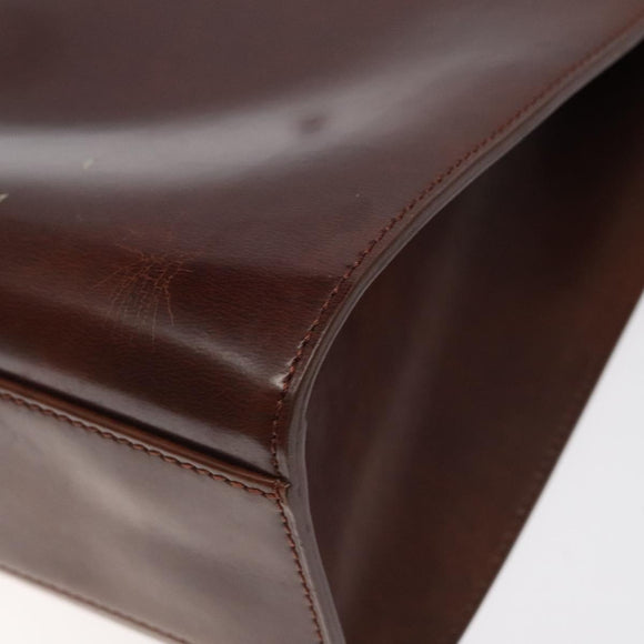 CARTIER PANTHERE Tote Bag Patent leather Brown Silver Auth ep9144