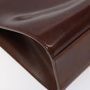 CARTIER PANTHERE Tote Bag Patent leather Brown Silver Auth ep9144-16