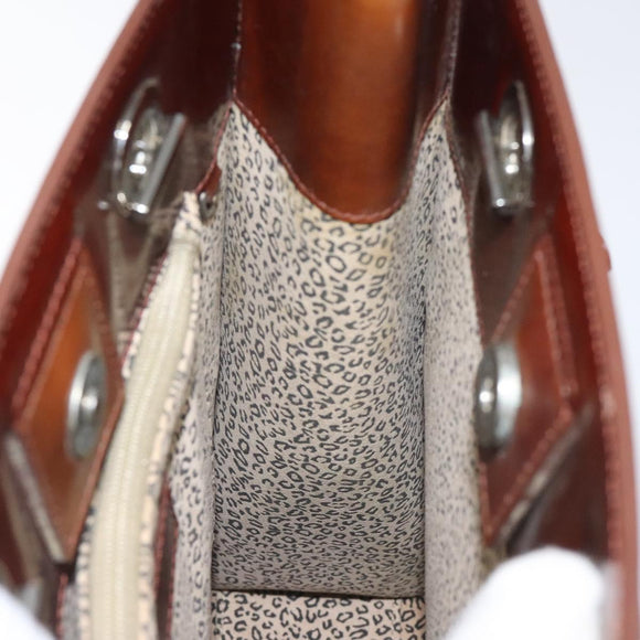 CARTIER PANTHERE Tote Bag Patent leather Brown Silver Auth ep9144