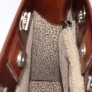 CARTIER PANTHERE Tote Bag Patent leather Brown Silver Auth ep9144-19