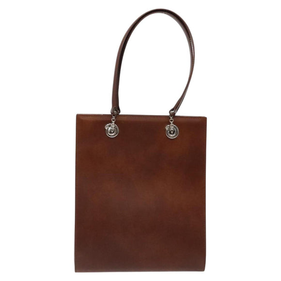 CARTIER PANTHERE Tote Bag Patent leather Brown Silver Auth ep9144