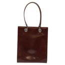 CARTIER PANTHERE Tote Bag Patent leather Brown Silver Auth ep9144-2