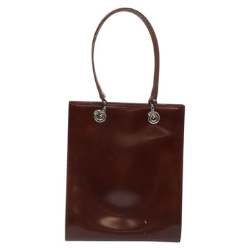CARTIER PANTHERE Tote Bag Patent leather Brown Silver Auth ep9144 - 0