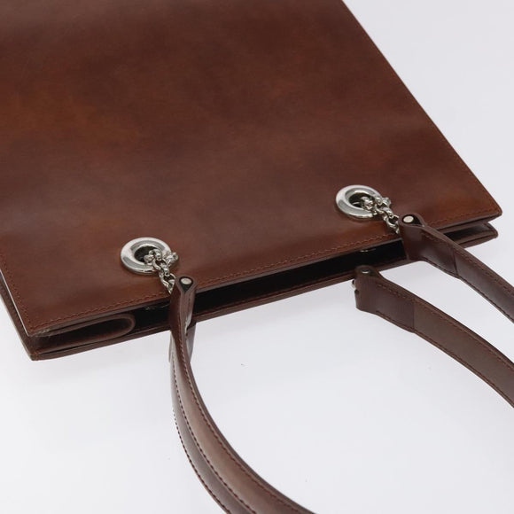 CARTIER PANTHERE Tote Bag Patent leather Brown Silver Auth ep9144
