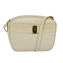 Salvatore Ferragamo Vala Shoulder Bag Leather White Gold Auth ep9145-1