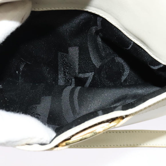 Salvatore Ferragamo Vala Shoulder Bag Leather White Gold Auth ep9145