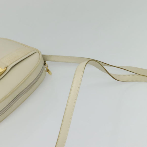 Salvatore Ferragamo Vala Shoulder Bag Leather White Gold Auth ep9145