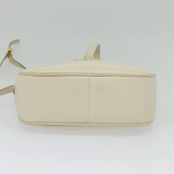 Salvatore Ferragamo Vala Shoulder Bag Leather White Gold Auth ep9145