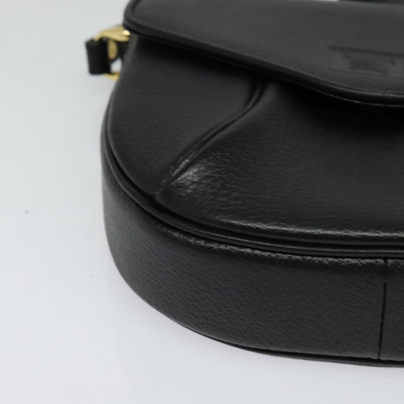 Burberrys Shoulder Bag Leather Black Gold Auth ep9157