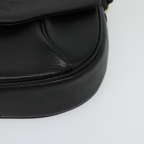Burberrys Shoulder Bag Leather Black Gold Auth ep9157