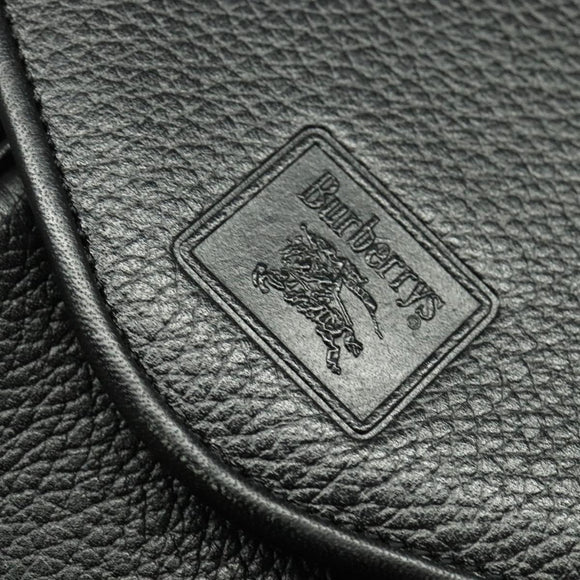 Burberrys Shoulder Bag Leather Black Gold Auth ep9157