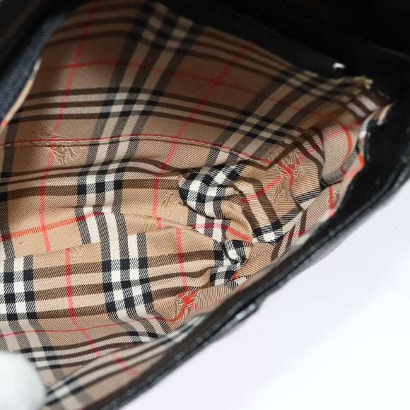 Burberrys Shoulder Bag Leather Black Gold Auth ep9157