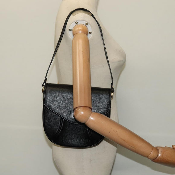 Burberrys Shoulder Bag Leather Black Gold Auth ep9157