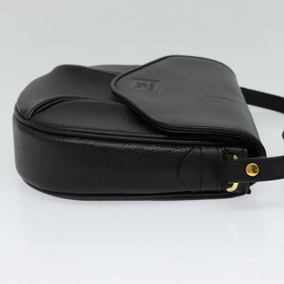 Burberrys Shoulder Bag Leather Black Gold Auth ep9157