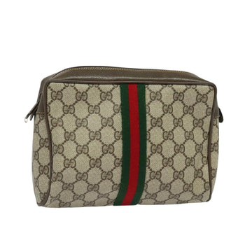 GUCCI GG Supreme Web Sherry Line Clutch Bag PVC Beige 22 01 012 Auth ep9158