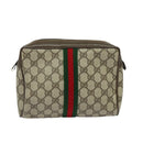 GUCCI GG Supreme Web Sherry Line Clutch Bag PVC Beige 22 01 012 Auth ep9158-13
