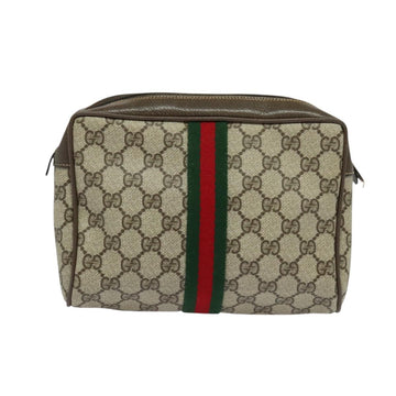 GUCCI GG Supreme Web Sherry Line Clutch Bag PVC Beige 22 01 012 Auth ep9158 - 0