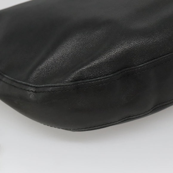 Salvatore Ferragamo Gancini Shoulder Bag Leather Black Silver Auth ep9163