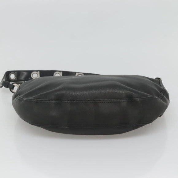 Salvatore Ferragamo Gancini Shoulder Bag Leather Black Silver Auth ep9163