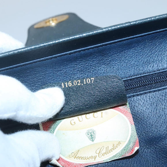 GUCCI Shoulder Bag PVC Leather Navy Gold 116 02 107 Auth ep9165