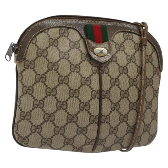GUCCI GG Supreme Web Sherry Line Shoulder Bag PVC Beige 904 02 047 Auth ep9173