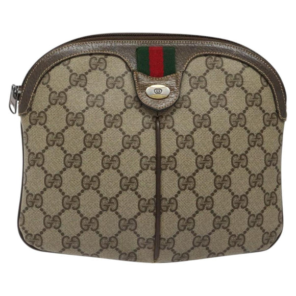 GUCCI GG Supreme Web Sherry Line Shoulder Bag PVC Beige 904 02 047 Auth ep9173