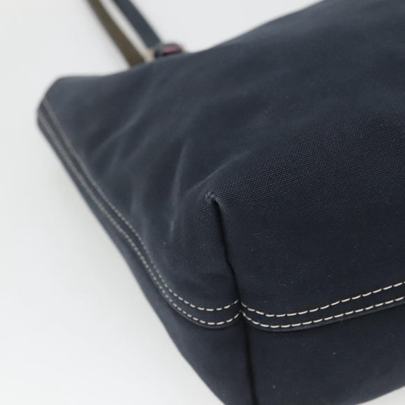 FENDI Shoulder Bag Canvas Navy Silver Auth ep9176