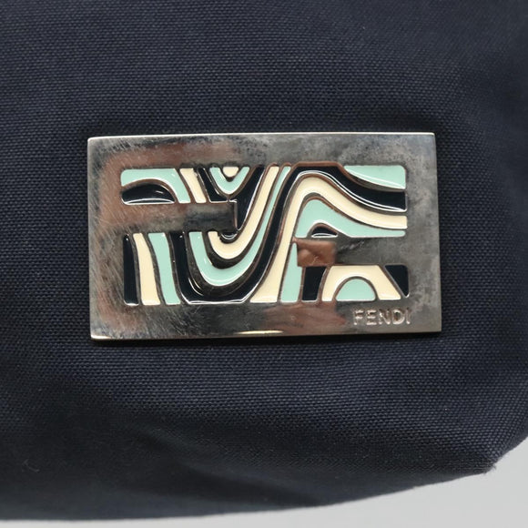 FENDI Shoulder Bag Canvas Navy Silver Auth ep9176