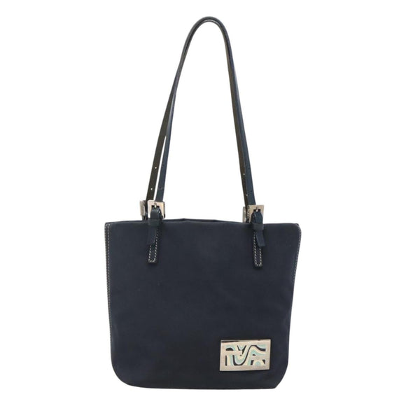 FENDI Shoulder Bag Canvas Navy Silver Auth ep9176