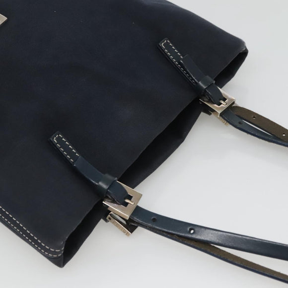 FENDI Shoulder Bag Canvas Navy Silver Auth ep9176