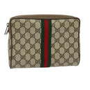 GUCCI GG Supreme Web Sherry Line Clutch Bag PVC Beige 89 01 012 Auth ep9182-1