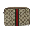 GUCCI GG Supreme Web Sherry Line Clutch Bag PVC Beige 89 01 012 Auth ep9182-13