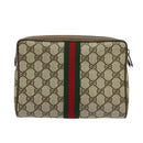 GUCCI GG Supreme Web Sherry Line Clutch Bag PVC Beige 89 01 012 Auth ep9182-2