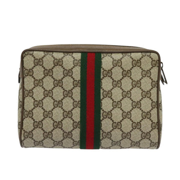 GUCCI GG Supreme Web Sherry Line Clutch Bag PVC Beige 89 01 012 Auth ep9182 - 0