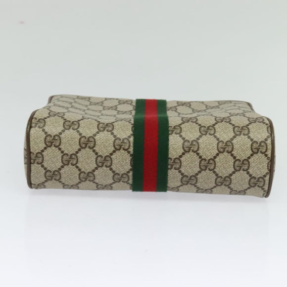GUCCI GG Supreme Web Sherry Line Clutch Bag PVC Beige 89 01 012 Auth ep9182