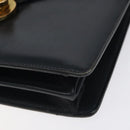 GUCCI Hand Bag Leather Navy Gold Auth ep9190-8