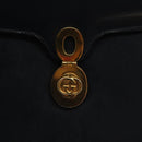 GUCCI Hand Bag Leather Navy Gold Auth ep9190-9