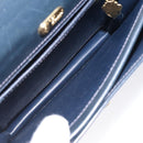 GUCCI Hand Bag Leather Navy Gold Auth ep9190-11