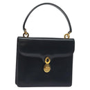 GUCCI Hand Bag Leather Navy Gold Auth ep9190-1