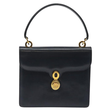 GUCCI Hand Bag Leather Navy Gold Auth ep9190 - 0