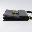 GUCCI Hand Bag Leather Navy Gold Auth ep9190-3