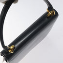 GUCCI Hand Bag Leather Navy Gold Auth ep9190-6
