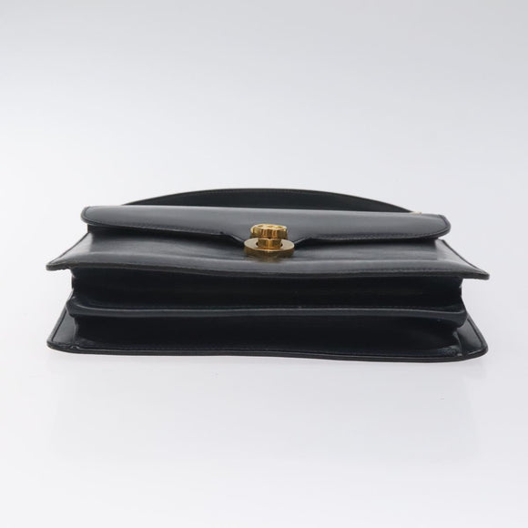 GUCCI Hand Bag Leather Navy Gold Auth ep9190