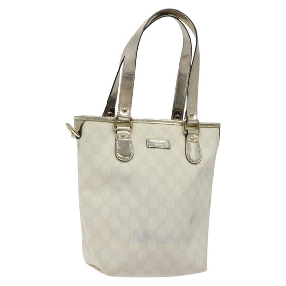 GUCCI GG Supreme Tote Bag PVC White Gold 189897 Auth ep9198