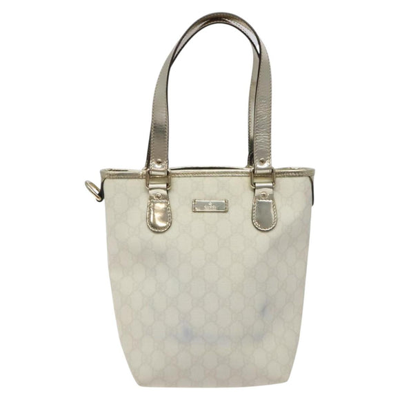 GUCCI GG Supreme Tote Bag PVC White Gold 189897 Auth ep9198