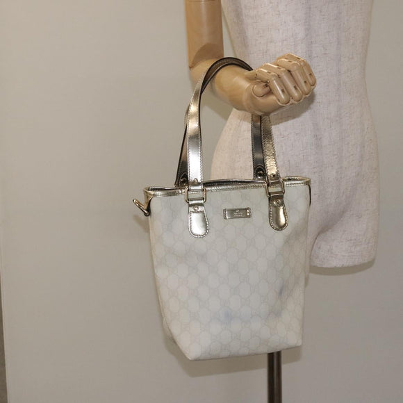 GUCCI GG Supreme Tote Bag PVC White Gold 189897 Auth ep9198