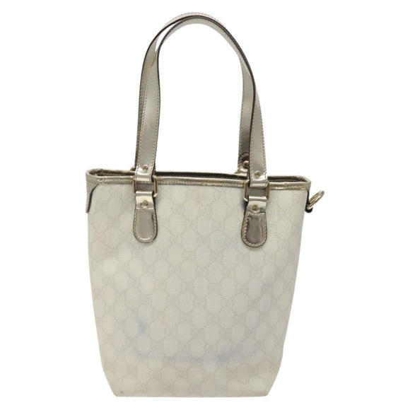 GUCCI GG Supreme Tote Bag PVC White Gold 189897 Auth ep9198