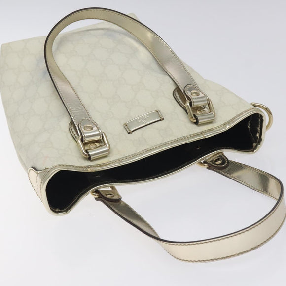 GUCCI GG Supreme Tote Bag PVC White Gold 189897 Auth ep9198
