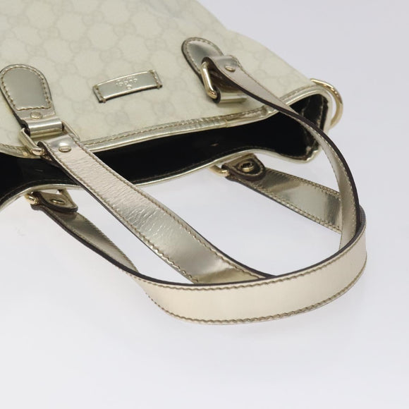 GUCCI GG Supreme Tote Bag PVC White Gold 189897 Auth ep9198